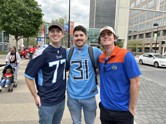 Brothers Chase, Colby and Carson Cashion are celebrating Chase's birthday with a trip to the NFL Draft in Kansas City. (AllTitans.com photo by Tom Brew)